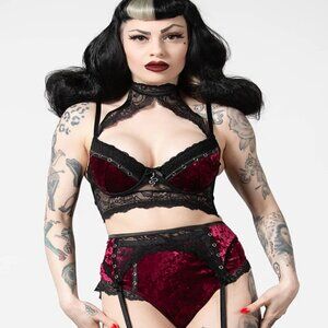 Killstar "Mercy" Lace Garter Belt [BLOOD]